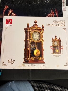 Tycole Vintage Swing Clock Building Block Set - Brown and Gold